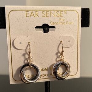 Gold and Silver Interlocking Hoop Earrings